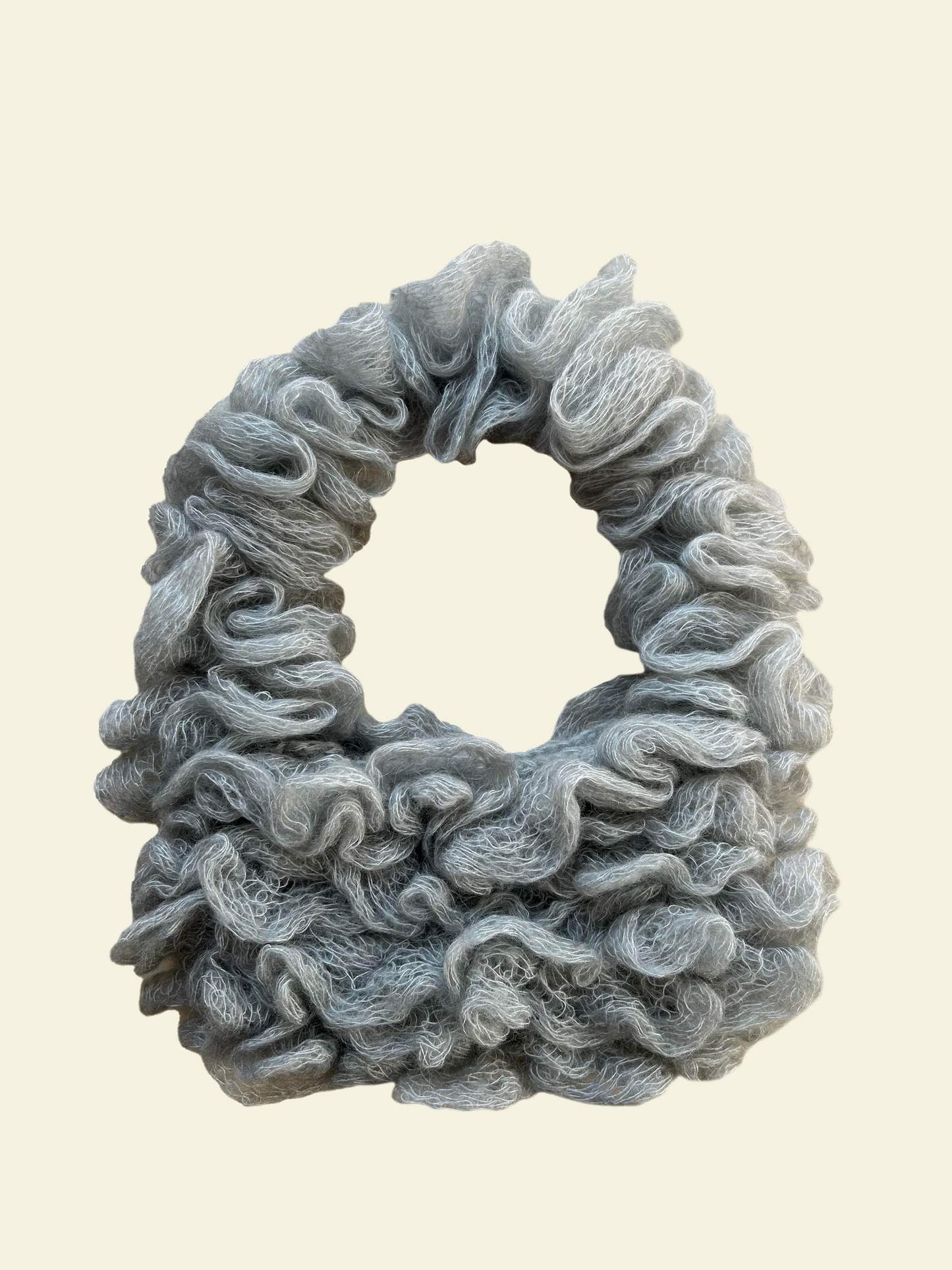 grey ruffle bag